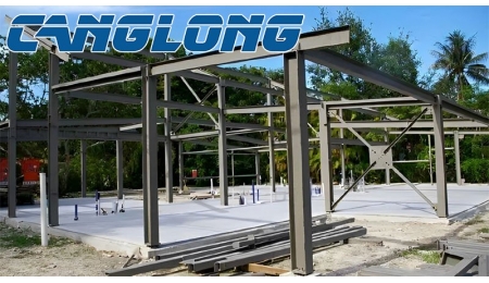 Thailand steel structure warehouse building is being installed