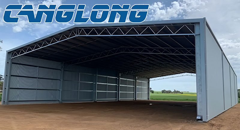 large steel frame shed